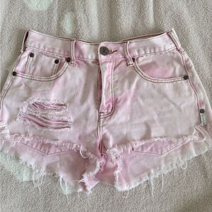 One Teaspoon Pink Distressed Denim Women Shorts